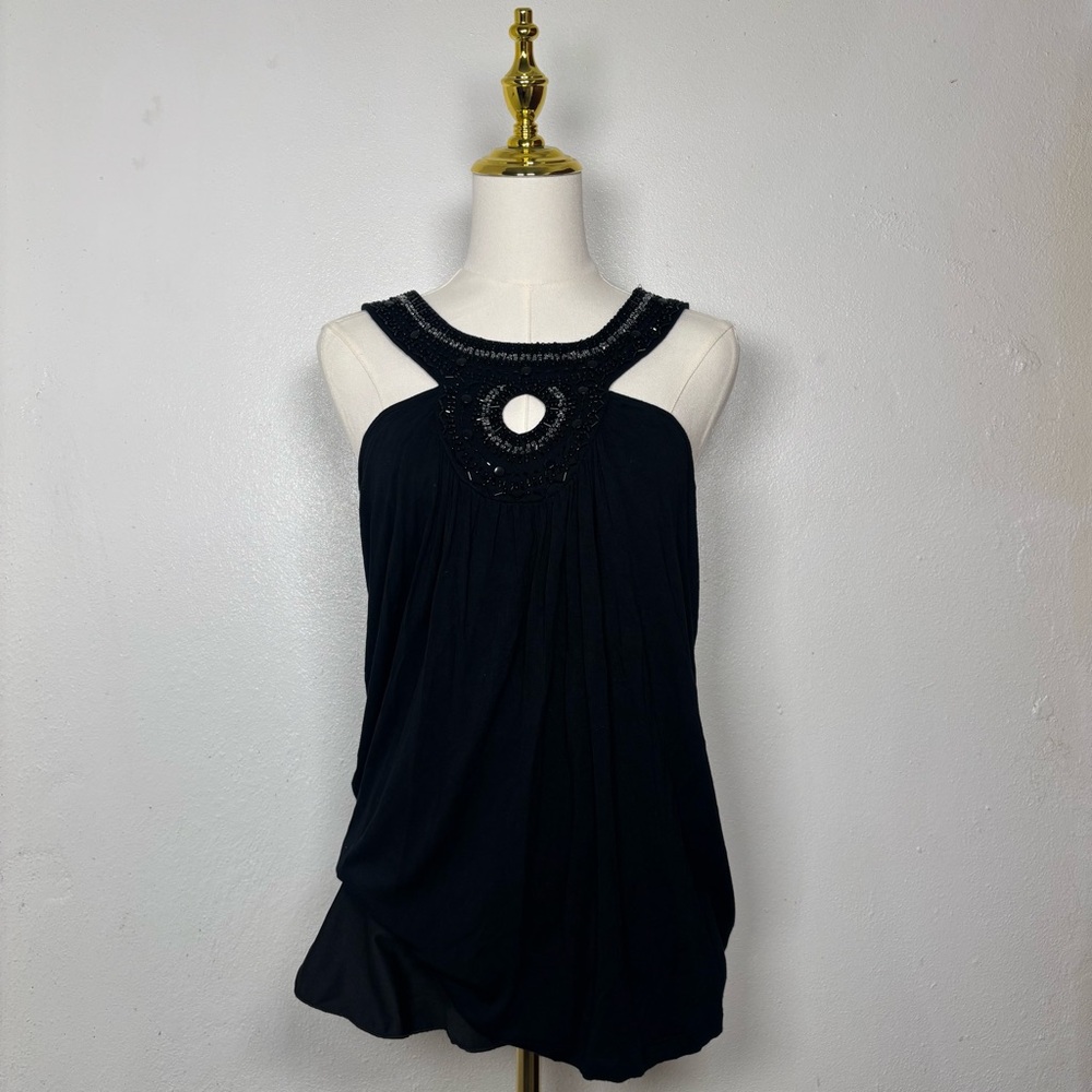 cupio beaded formal black halter‎ top boho y2k coquette fairycore chic old money